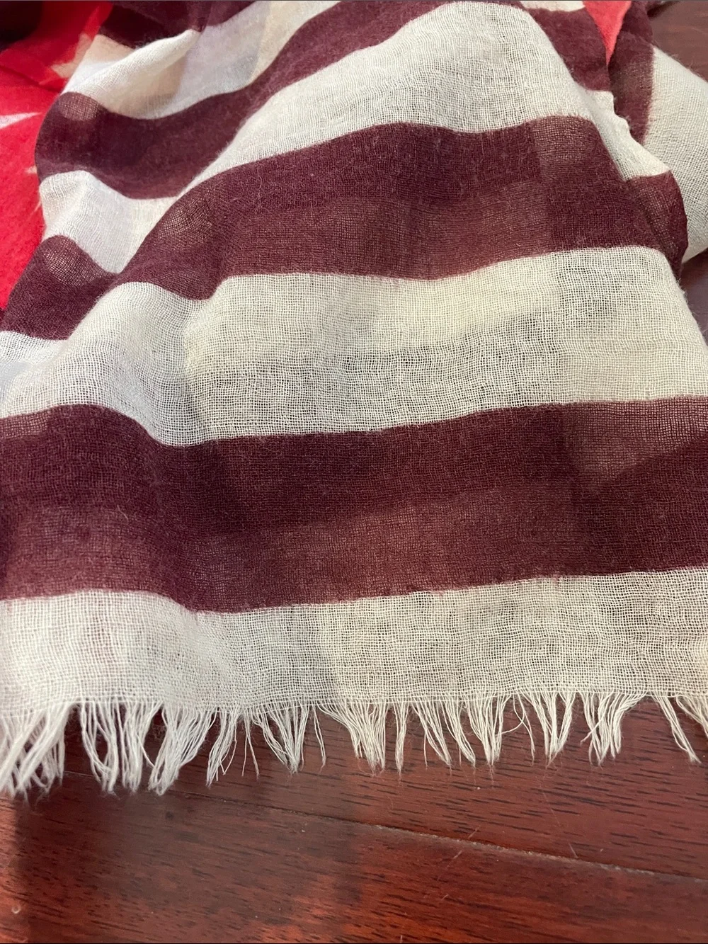 100% WOOL  Patriotic Lightweight Wrap Scarf Like New